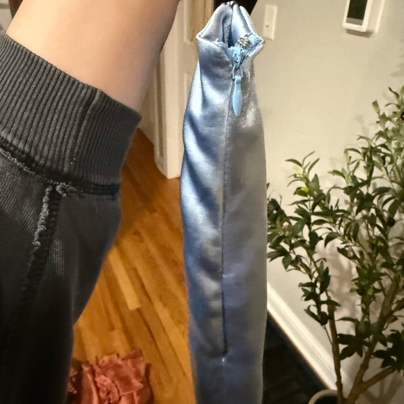 Lush Blue Pencil Midi Skirt with slit and lace detail size medium - Picture 4 of 8